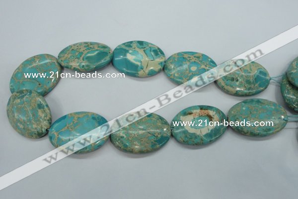 CAT101 15.5 inches 30*40mm oval dyed natural aqua terra jasper beads