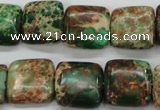 CAT115 15.5 inches 16*16mm square dyed natural aqua terra jasper beads