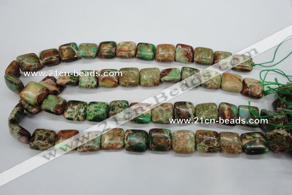 CAT115 15.5 inches 16*16mm square dyed natural aqua terra jasper beads