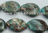 CAT12 15.5 inches 18*25mm flat teardrop natural aqua terra jasper beads