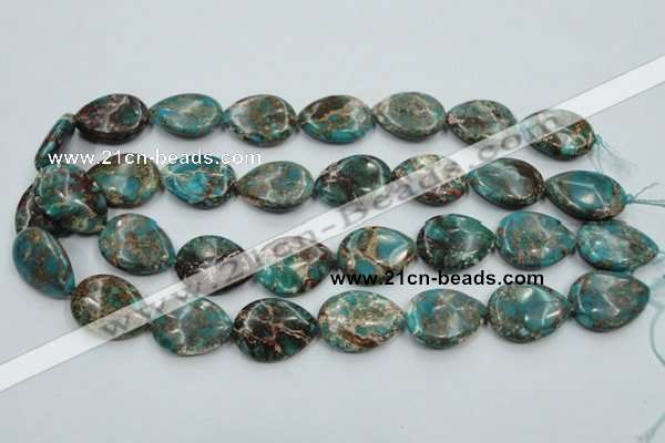 CAT12 15.5 inches 18*25mm flat teardrop natural aqua terra jasper beads