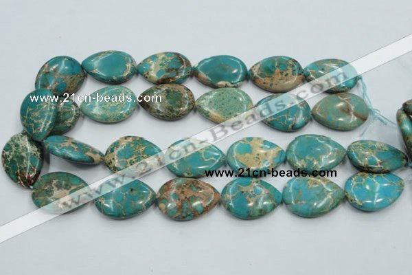 CAT14 15.5 inches 22*30mm flat teardrop natural aqua terra jasper beads