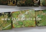 CAT142 18*25mm twisted rectangle dyed natural aqua terra jasper beads