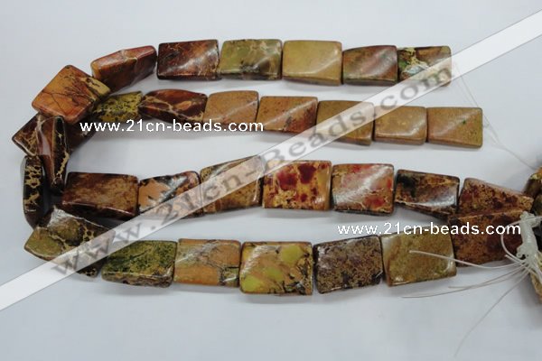 CAT148 18*25mm twisted rectangle dyed natural aqua terra jasper beads