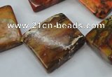 CAT155 22*22mm twisted diamond dyed natural aqua terra jasper beads