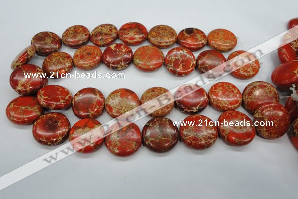 CAT195 15.5 inches 25mm flat round dyed natural aqua terra jasper beads