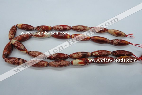 CAT208 15.5 inches 10*30mm rice dyed natural aqua terra jasper beads