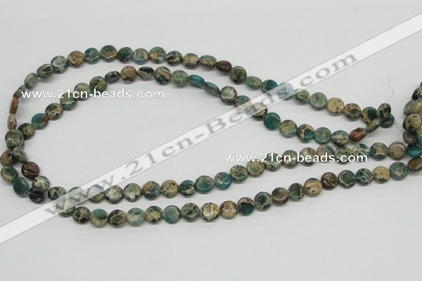 CAT5007 15.5 inches 8mm flat round natural aqua terra jasper beads