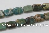 CAT5014 15.5 inches 8*10mm rectangle natural aqua terra jasper beads