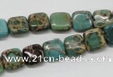 CAT5018 15.5 inches 10*10mm square natural aqua terra jasper beads