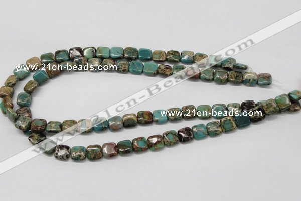 CAT5018 15.5 inches 10*10mm square natural aqua terra jasper beads