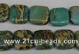 CAT5025 15.5 inches 14*14mm square natural aqua terra jasper beads