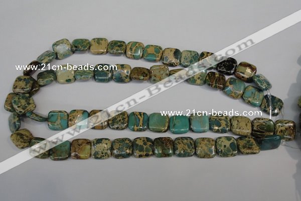 CAT5025 15.5 inches 14*14mm square natural aqua terra jasper beads