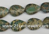 CAT5029 15.5 inches 13*18mm flat teardrop natural aqua terra jasper beads