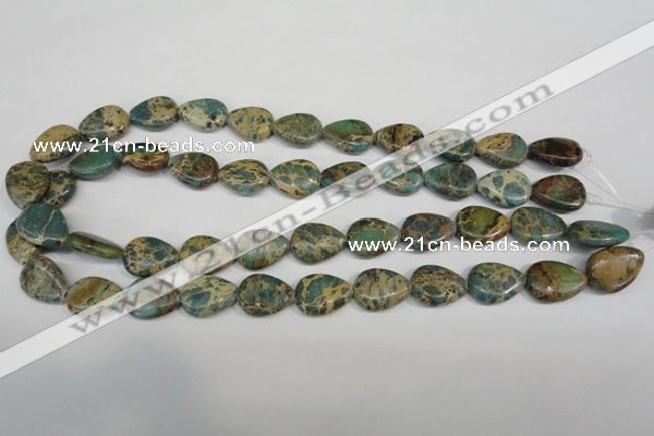 CAT5029 15.5 inches 13*18mm flat teardrop natural aqua terra jasper beads