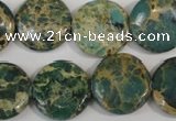 CAT5031 15.5 inches 20mm flat round natural aqua terra jasper beads