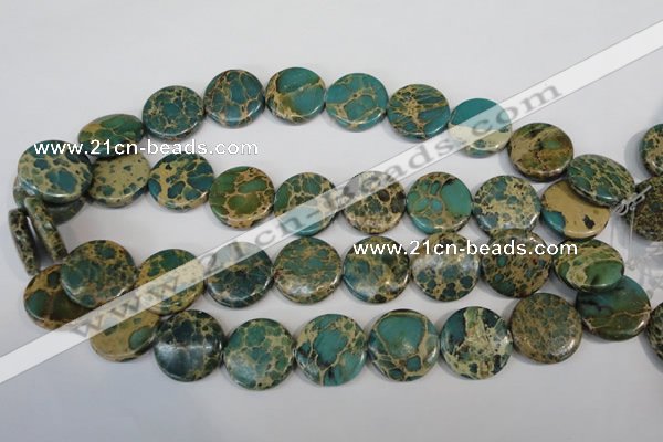 CAT5032 15.5 inches 22mm flat round natural aqua terra jasper beads
