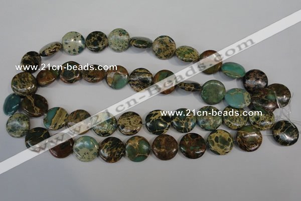 CAT5034 15.5 inches 18mm flat round natural aqua terra jasper beads