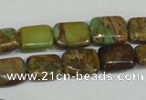 CAT5039 15.5 inches 6*8mm rectangle natural aqua terra jasper beads