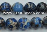 CAT51 15.5 inches 14mm round dyed natural aqua terra jasper beads