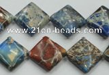 CAT54 15.5 inches 16*16mm diamond dyed natural aqua terra jasper beads