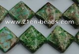 CAT57 15.5 inches 16*16mm diamond dyed natural aqua terra jasper beads