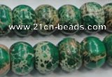 CAT61 15.5 inches 12*16mm rondelle dyed natural aqua terra jasper beads