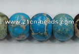 CAT64 15.5 inches 15*18mm rondelle dyed natural aqua terra jasper beads