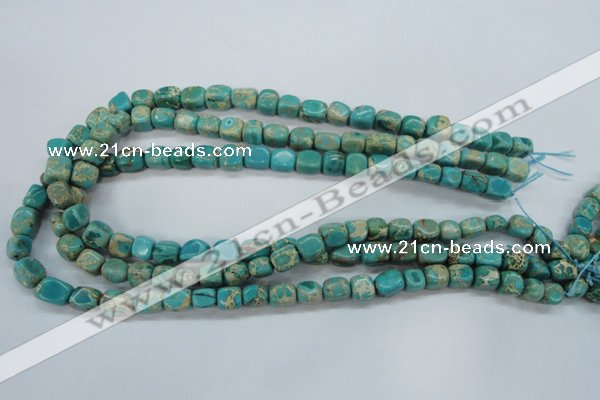 CAT78 15.5 inches 7*9mm nuggets dyed natural aqua terra jasper beads