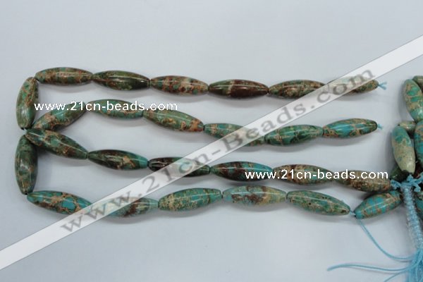 CAT80 15.5 inches 10*30mm rice dyed natural aqua terra jasper beads