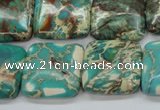 CAT90 15.5 inches 20*20mm square dyed natural aqua terra jasper beads