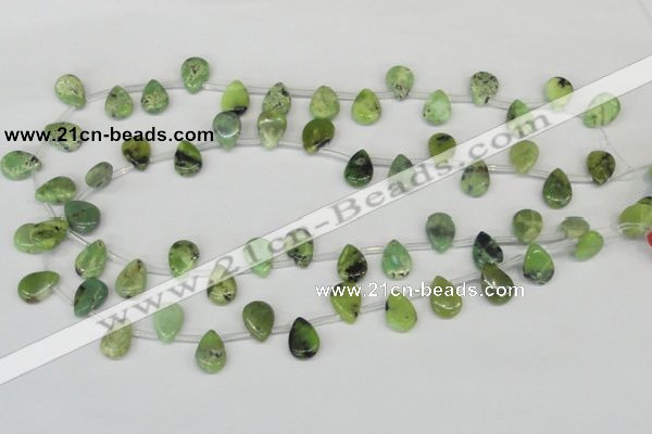 CAU42 10*14mm top-drilled flat teardrop australia chrysoprase beads