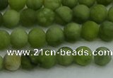 CAU510 15.5 inches 4mm round matte Chinese chrysoprase beads