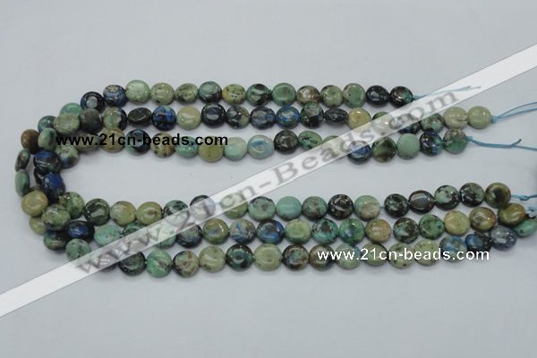 CAZ05 15.5 inches 10mm flat round natural azurite gemstone beads
