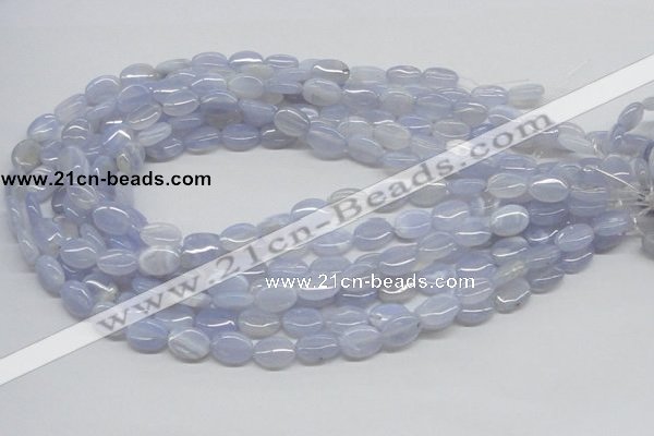 CBC09 15.5 inches 10*14mm oval blue chalcedony beads wholesale