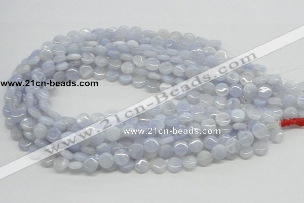 CBC11 15.5 inches 10mm flat round blue chalcedony beads wholesale