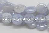 CBC12 15.5 inches 12mm flat round blue chalcedony beads wholesale