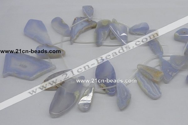 CBC15 15.5 inches freeform blue chalcedony beads wholesale