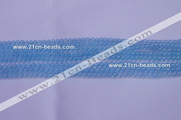 CBC260 15.5 inches 4mm AA grade round ocean blue chalcedony beads