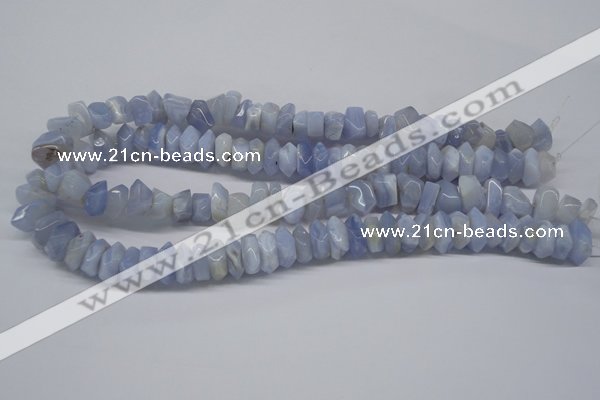 CBC32 15.5 inches 6*13mm faceted nuggets blue chalcedony beads