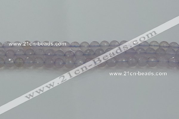 CBC436 15.5 inches 8mm faceted round purple chalcedony beads