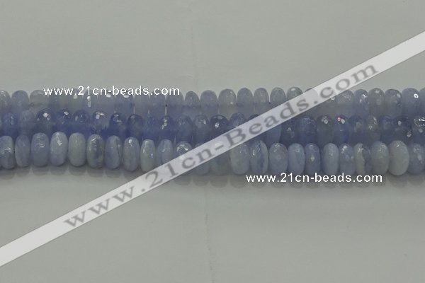 CBC448 15.5 inches 7*12mm faceted rondelle blue chalcedony beads