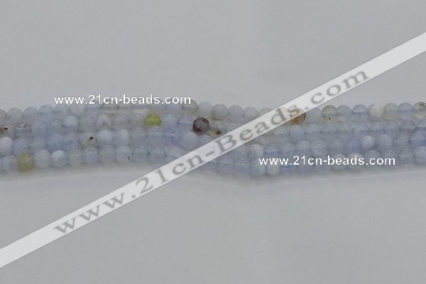 CBC460 15.5 inches 4mm round blue chalcedony gemstone beads