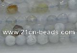 CBC461 15.5 inches 4mm faceted round blue chalcedony gemstone beads