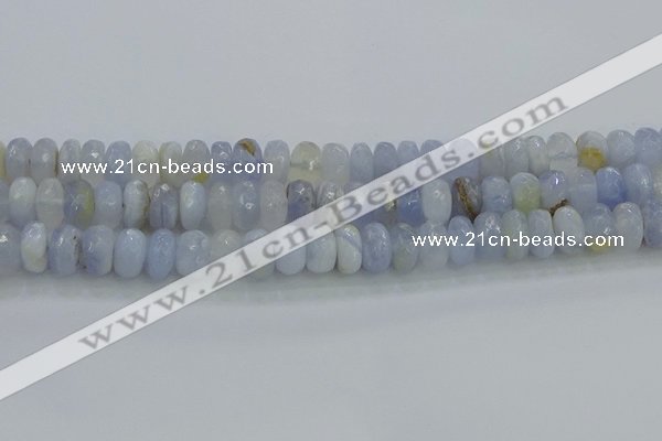 CBC466 15.5 inches 6*10mm faceted rondelle blue chalcedony beads