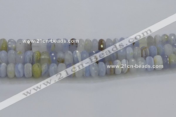 CBC467 15.5 inches 7*12mm faceted rondelle blue chalcedony beads