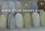 CBC468 15.5 inches 8*14mm faceted rondelle blue chalcedony beads