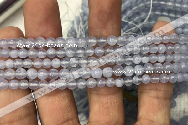 CBC718 15.5 inches 4mm round blue chalcedony gemstone beads