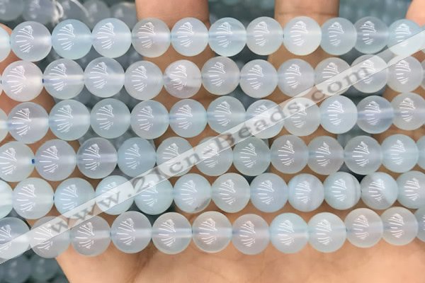 CBC810 15.5 inches 8mm round blue chalcedony gemstone beads