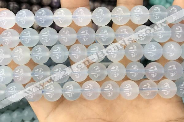 CBC812 15.5 inches 10mm round blue chalcedony gemstone beads